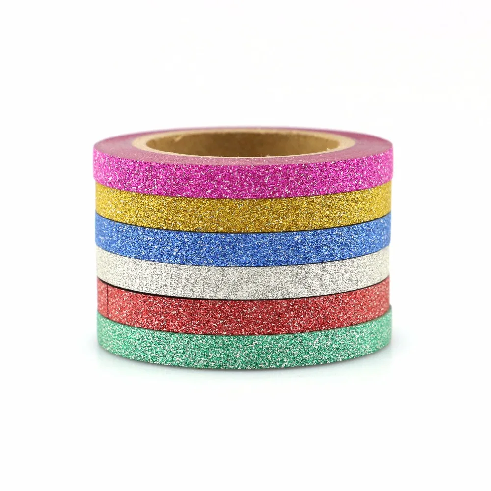 

6pcs/lot Quality Glitter Decorative Washi Tape set DIY Scrapbooking Masking Tape School Office Supply Escolar Papelaria