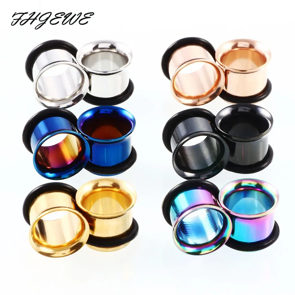 2pcs/lot Surgical Steel Earrings Ear Stretcher Expander with O-Ring 2-25 MM Ear Stretching Plug Tunnel Jewelry Eyelets Gauge Kit