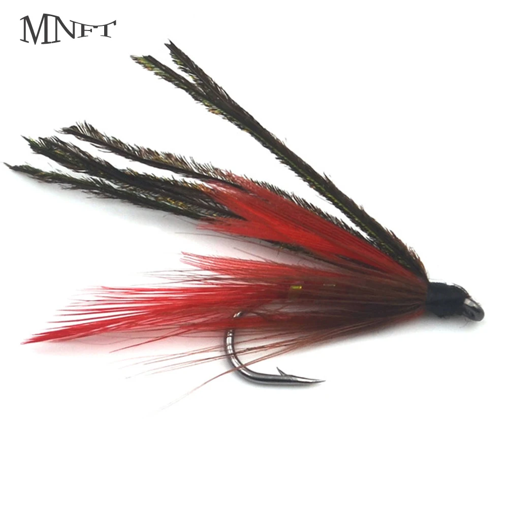 MNFT 10PCS Red Wing Peacock Demon Streamer Fly Fishing Trout Lure 7 # Hook