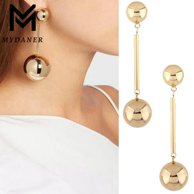 MYDANER New Gold Color Ball Beads Dangle Earrings for Women Boho Fashion Jewelry Long Tassel Earrings Women Lady Gift Wholesale