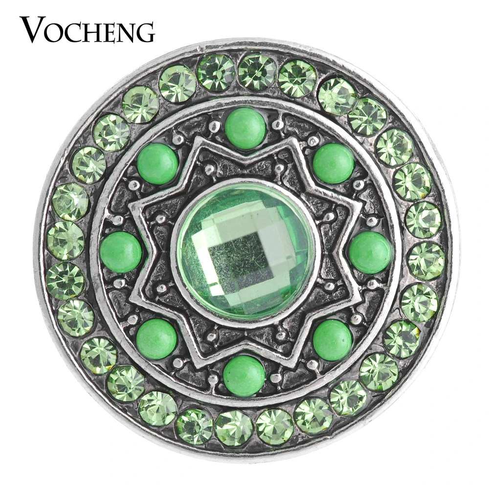 Vocheng Snap Charms 3 Colors Glam Inlaid Round Bead&Rhinestone 18mm Charm Vn-1069