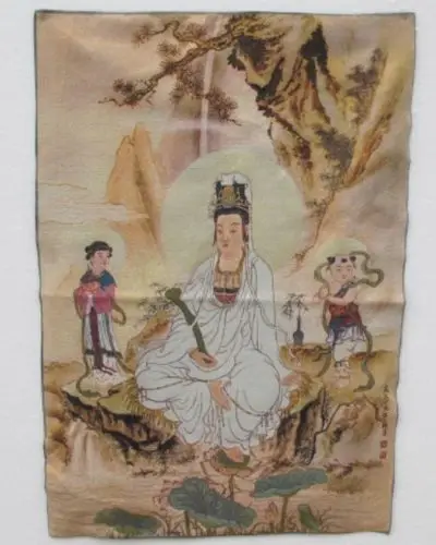 Golden silk embroidery thangka Tibet and Nepal The goddess guanyin bodhisattva