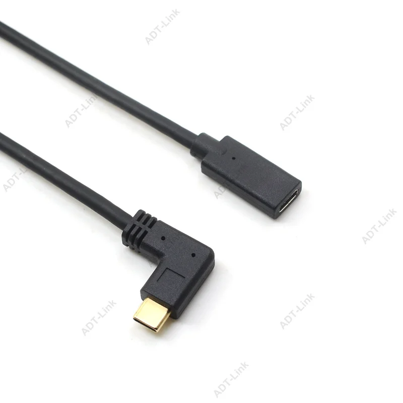 الكوع بزاوية نوع C USB 3.1 الذكور إلى USB-C الإناث تمديد كابل بيانات موسع الحبل 0.3M 0.6M 1 M 1.8M 1FT 2FT 3FT 6FT
