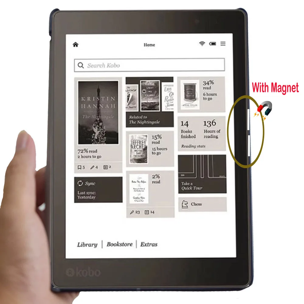 New ultraslim Flip Book Cover for Kobo Aura Edition 2 (6\'\'-inch) HD E ink Carta eReader Magnetic Smart Sleep N236 Case aura 2