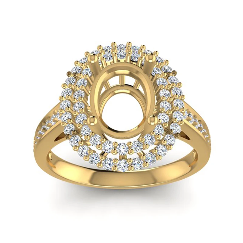 Semi Mount Ring 14kt Yellow Gold 7x9mm Oval Diamond Engagement Setting For Anniverary