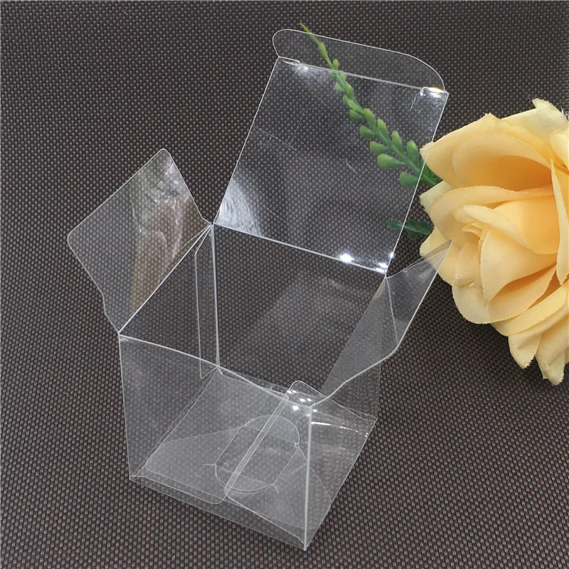 12Pcs/lot Transparent Clear Gift Candy Box Square PVC Chocolate Bags Boxes Wedding Favor Party Event Decoration Jewelry box