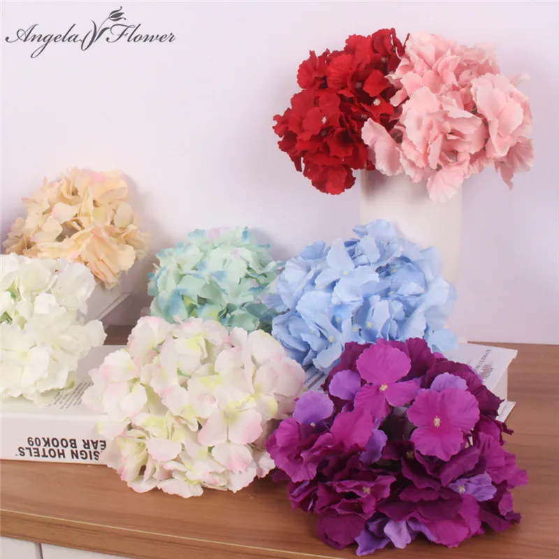 15PCS/Lot 18CM 54 Petals Big Hydrangea Floral Heads Artificial Flowers Home DIY Wedding Garden Decoration Fake Floers Wall Party