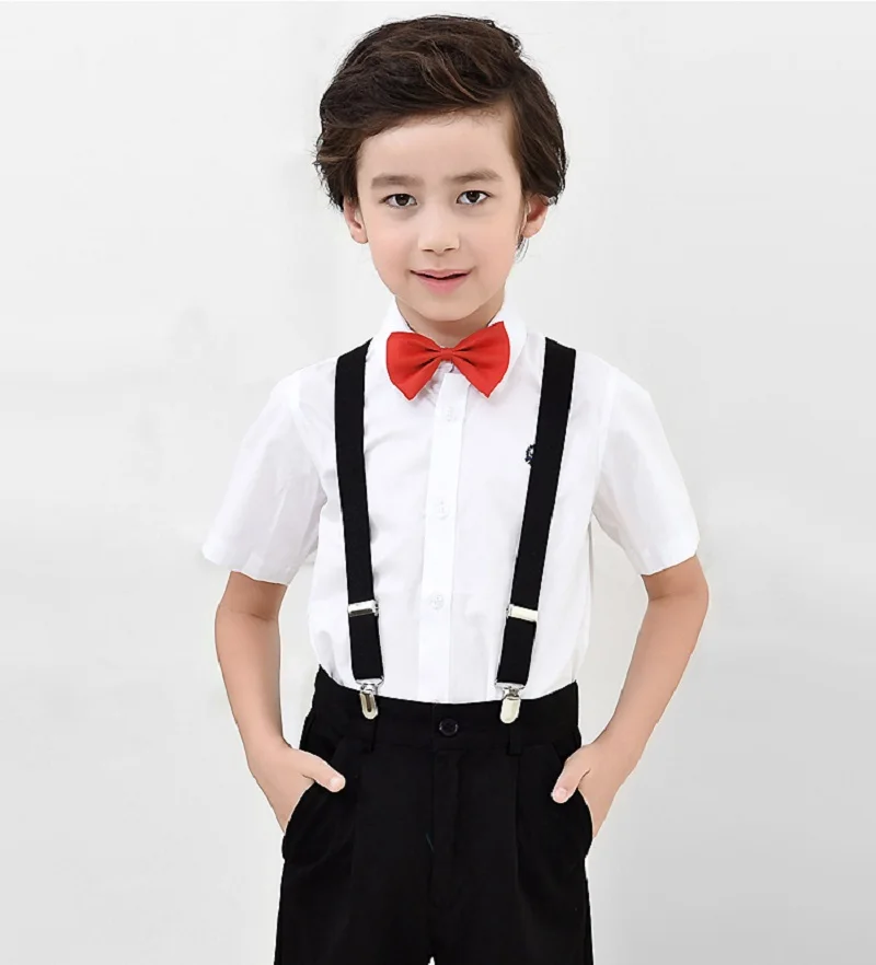 Boys White Shirts for Kids Clothes Solid Cotton Short Sleeve Formal Shirts Teenagers School Uniform 6 8 10 12 14 Years Vestidos