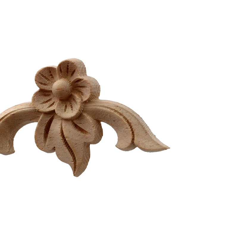 VZLX Vintage Floral Wood Carved Corner Applique Wooden Carving Decal For Furniture Cabinet Door Frame Wall Home Decor Crafts