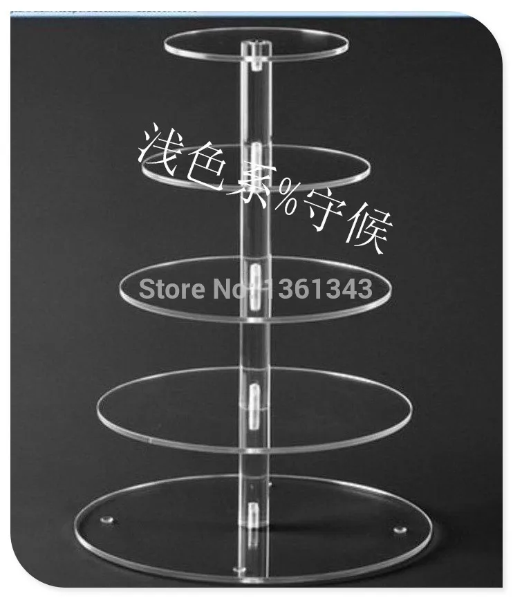 Hot selling 5 Tier Lucite Glass Cup Cake Stand, 5 Tier Round birthday party decoration of tray Cup Cake Stand