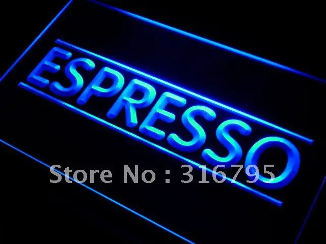 i300 Espresso Coffee Shop LED Neon Light Light Signs On/Off Switch 20+ Colors 5 Sizes