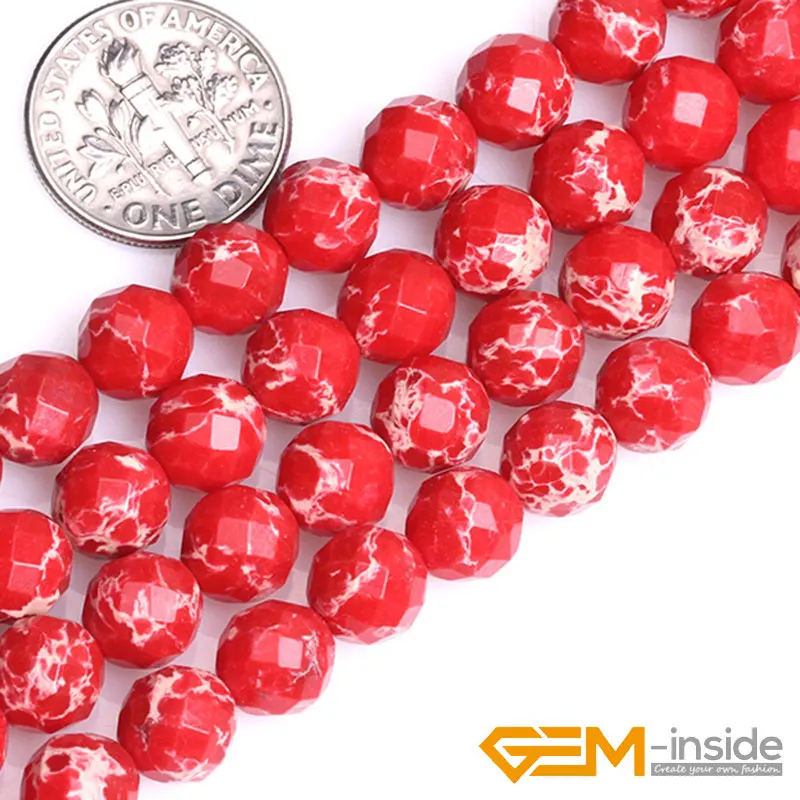 12mm Round Faceted Dark Red Sea Sediment Jaspe Beads Fashion Stone Beads DIY Beads For Bracelet Making Strand 15\