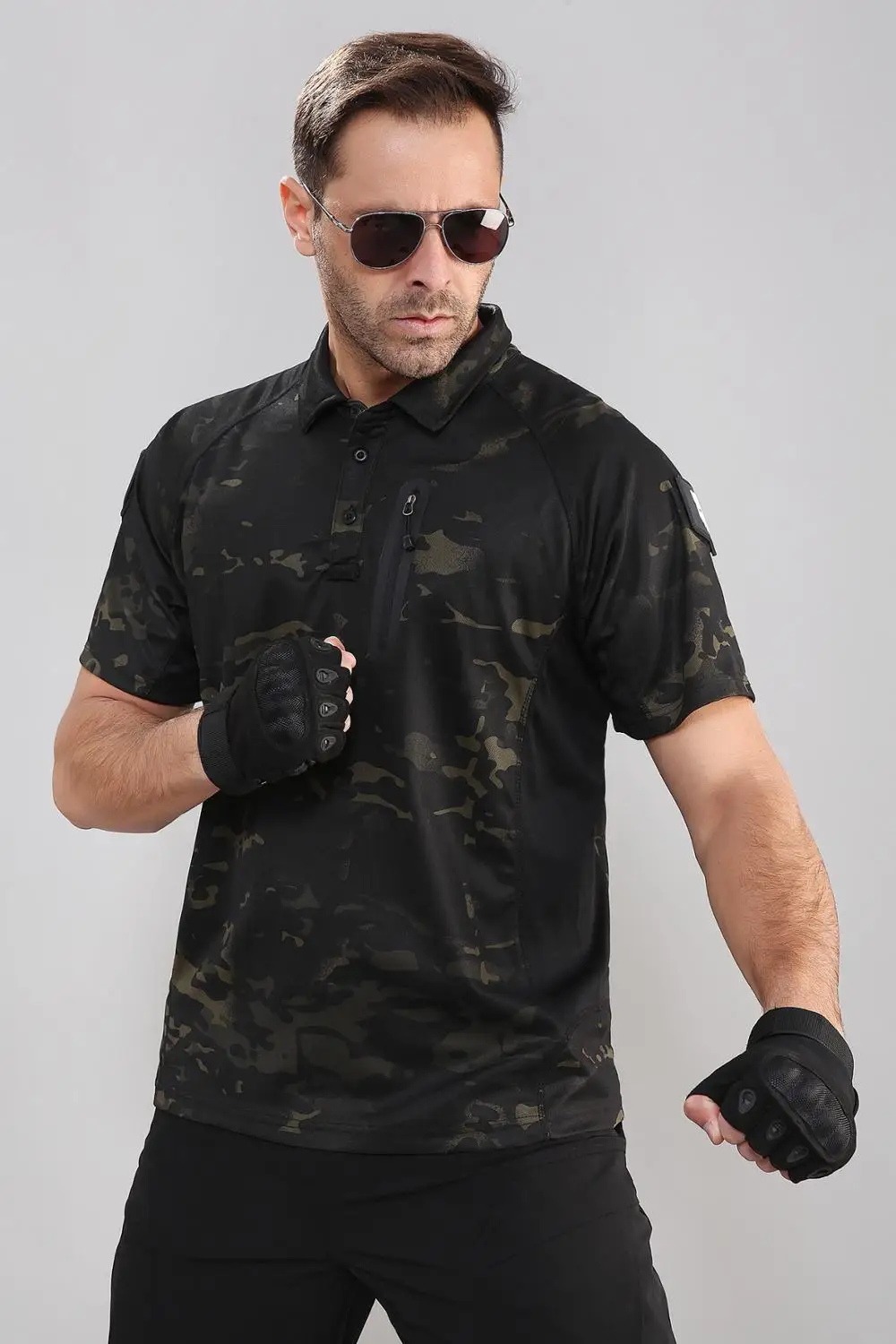 Men\'s Tactical Military Polo Shirts Summer Army Force Camouflage Shirt for Man Breathable Pocket Short Sleeve Shirts S-3XL