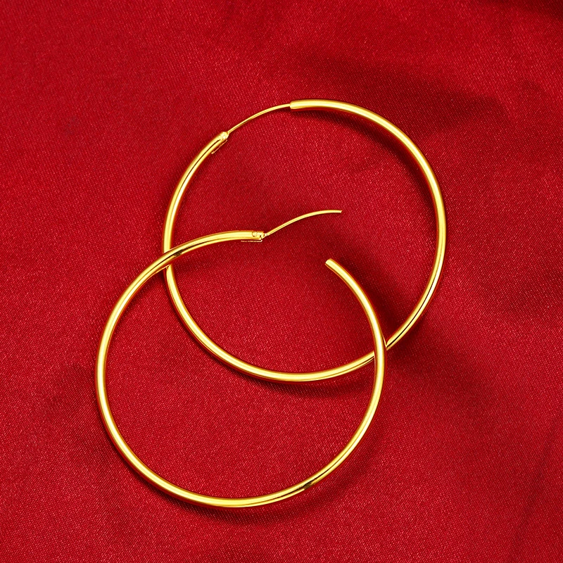 Brincos Femme 5cm Big Hoop Earrings for Women Gold Color Earing Trendy Jewelry Accessory Gifts Not Allergic