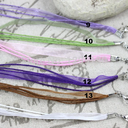 Onebeading 17-19 Inch Adjustable Assorted Colors Organza Ribbon Necklace Cord With Lobster Clasp For DIY Making 20 Strands