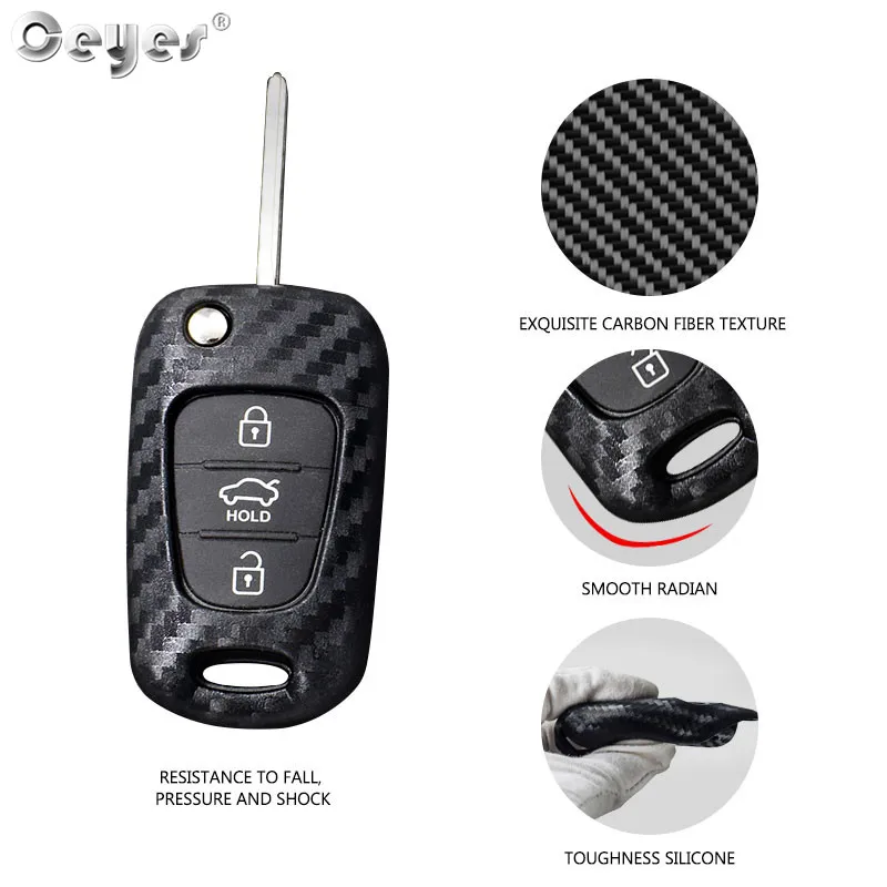 Ceyes Car Styling Auto Carbon Fiber Key Covers Case For Hyundai i30 i25 Accent Solaris Verna For Kia Rio K2 K5 Shell Accessories