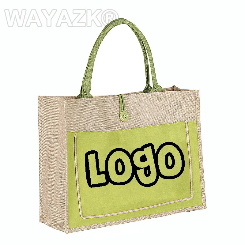 

100pcs/lot personlized jute shopping bag with your logo design printed