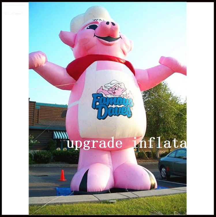 Cartoon Character Pig Giant Inflatable Pig Balloons Chef Pig for Restaurant Advertising