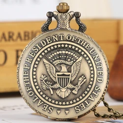 Seal of the President of The United States of America White House Donald Trump Quartz Pocket Watch Art Collections for Men Women