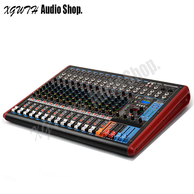 Professional DJ Bluetooth Audio Mixer 12 Channel USB 99 DSP Digital Reverb Effect Mixing Console with USB +48V Phantom Power