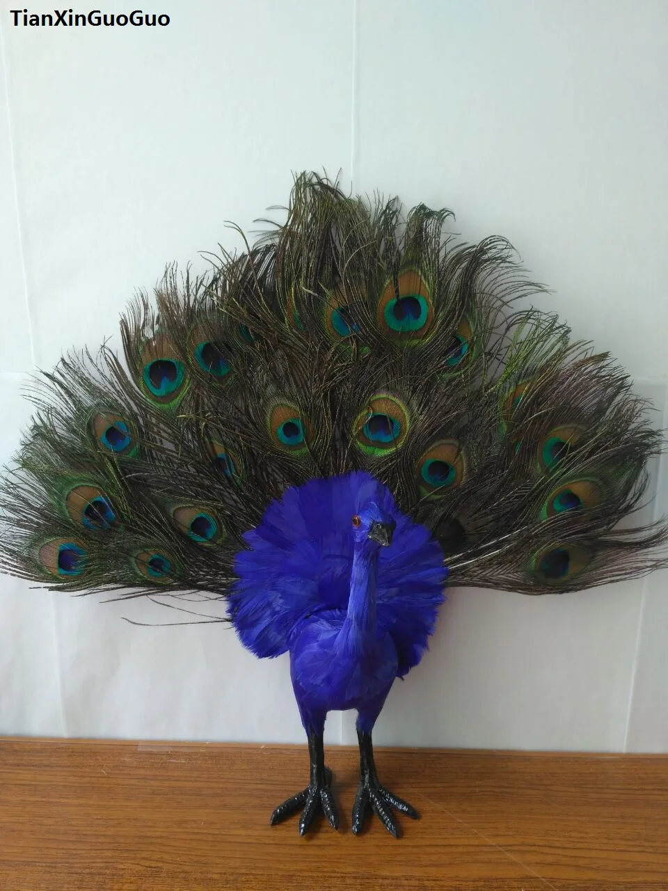 beautiful feathers peacock bird hard model large 45x35cm handicraft home garden decoration gift s1776