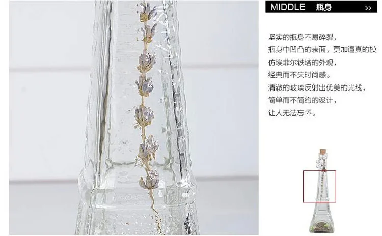 1PC Paris Eiffel Tower glass bottle drift bottles lucky stars Wishing bottle glass tower JL 063