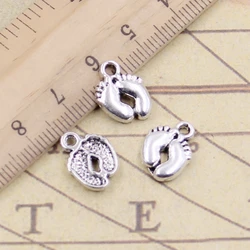 30pcs Charms Feet Foot 13x10mm Tibetan Bronze Silver Color Pendants Antique Jewelry Making DIY Handmade Craft