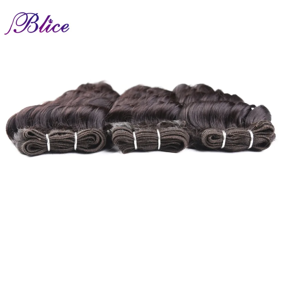 Blice – Extensions de cheveux synthétiques Deep Wave couleur naturelle, mèches de 14 à 18 pouces, haute température, 180 g/paquet, offre de trois lots