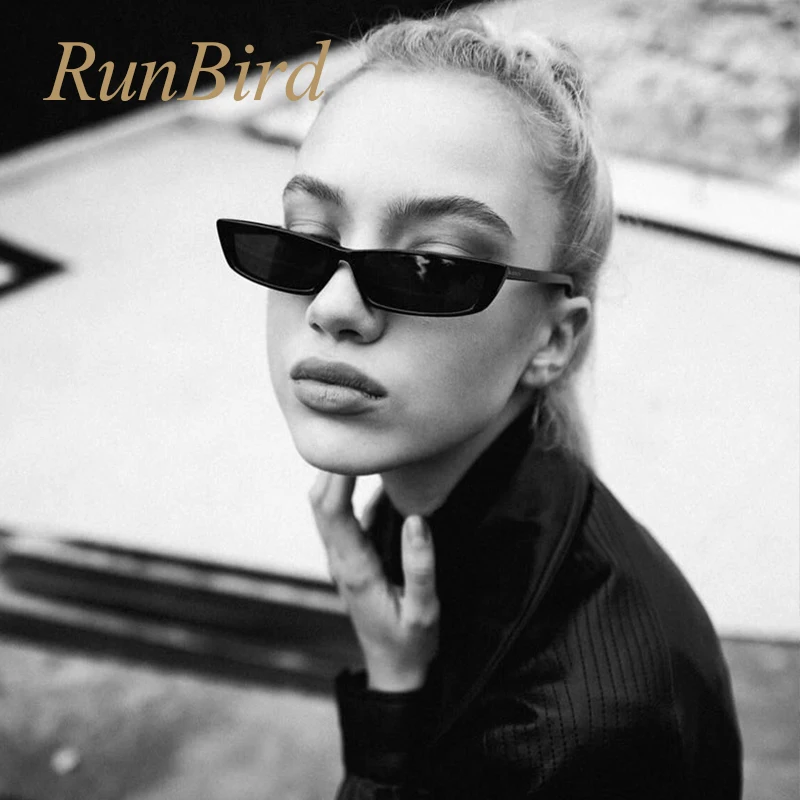 RunBird Fashion Women Small Rectangle Sunglasses Popular Men Yellow Tinted Lens Retro Vintage Sun Glasses for Women UV400 1263R