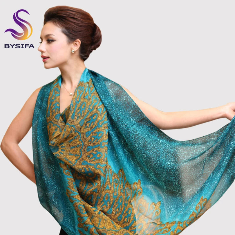 Female peacock blue Silk Scarf Shawl Fashion Mulberry Silk Large Square Silk Scarves All-Match Women Silk Muffler 135*135cm