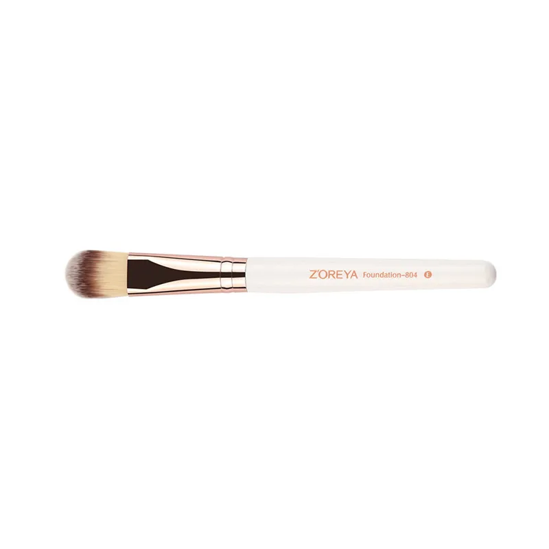 ZOREYA Brand Pearl White Foundation Makeup Brushes Eco-friendly Synthetic Hair Comfortable Wooden Handle Make Up Brush 1 PCS