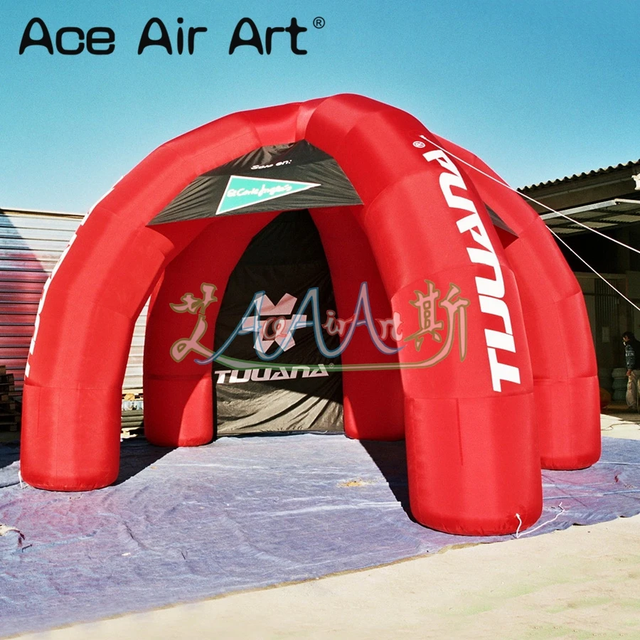 Customized Full Red Inflatable Spider Event Tent with 5 Pillars Air Dome Spider Party Tent for Advertising