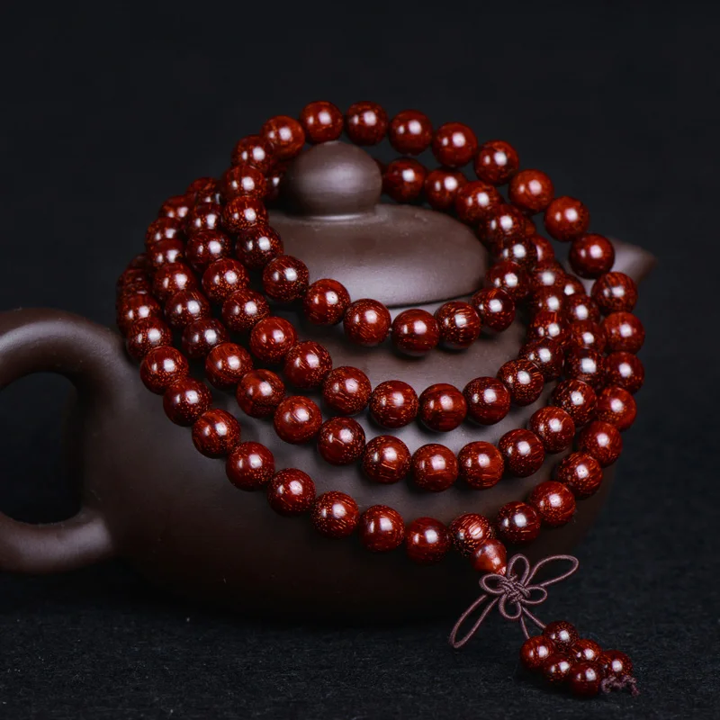 108*8mm Genuine High grade Red Sandalwood Beads Buddha Malas Bracelet Healthy Jewelry Buddhist meditation Wooden Rosary Beaded