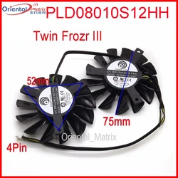 Free Shipping 2pcs/lot PLD08010S12HH DC 12V 0.35A 75mm Dual Fans Replacement Video Card Fan MSI Twin Frozr III 4Pin