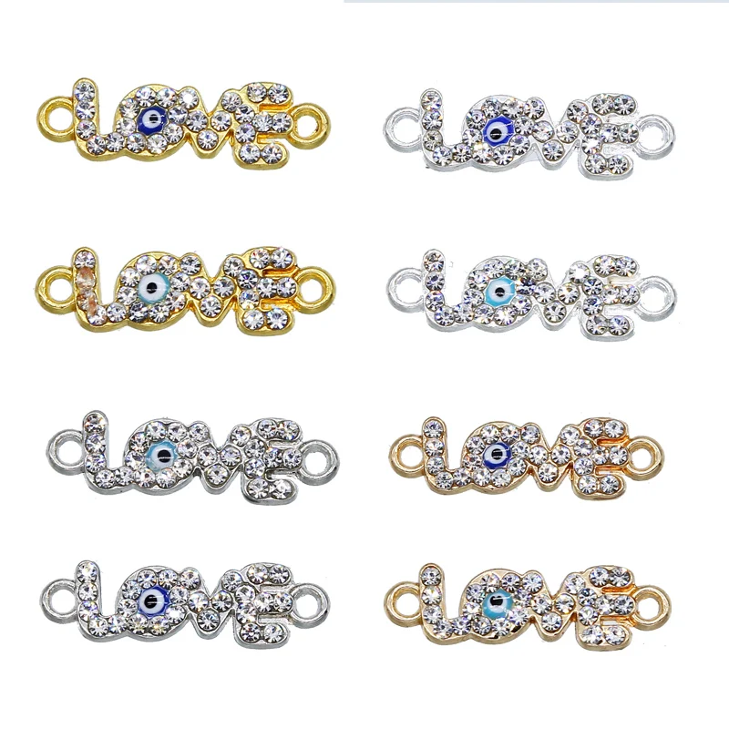 6 pieces / lucky eye LOVE heart pendant type evil eyes Diy jewelry accessories charm necklace bracelet connector