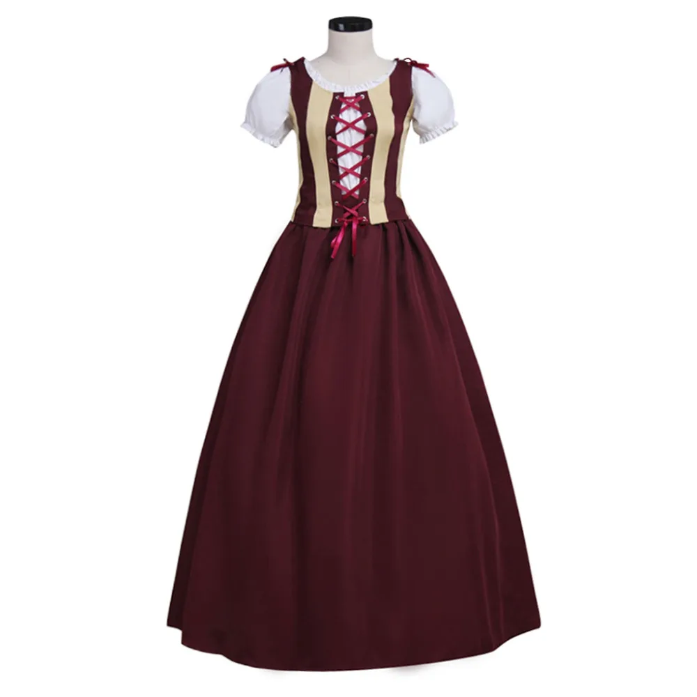 Renaissance Medieval Victorian Wine Red Gothic Maxi Dress Royal Retro Ball Gowns Dresses Costumes Custom Made