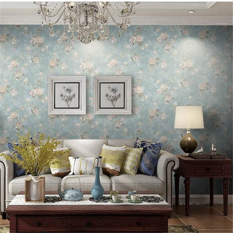 

beibehang American Retro Pastoral Non-woven Wallpaper Nostalgic Flower Flower Paper Shop Bedroom Living Room Background behang