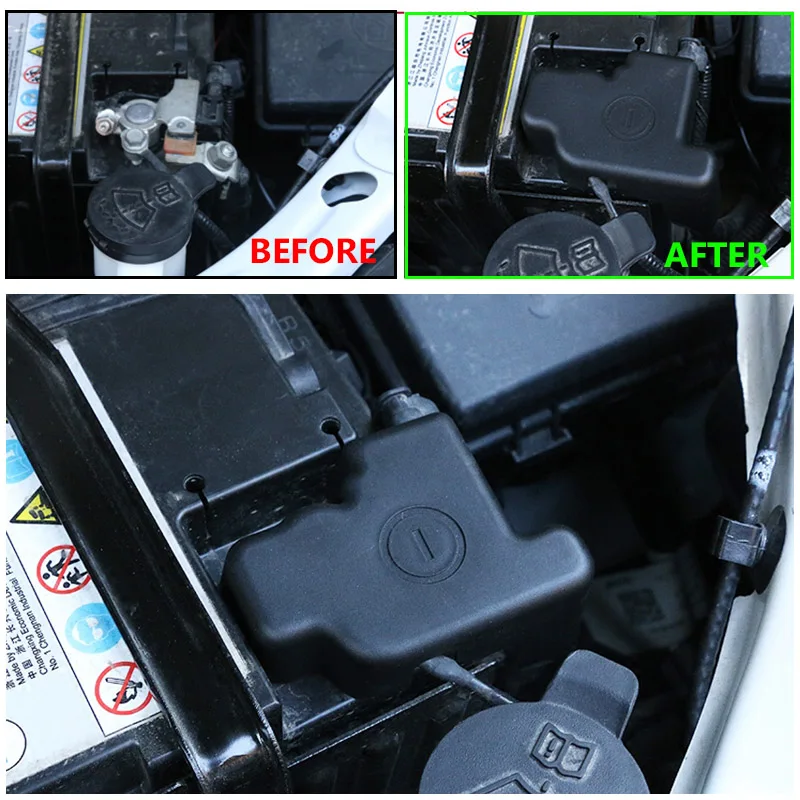 For Opel Vauxhall Mokka X Corsa E Adam 2014-2018 Battery Electrode Anode Negative Terminals Protector Cover Stickers 2016 2017