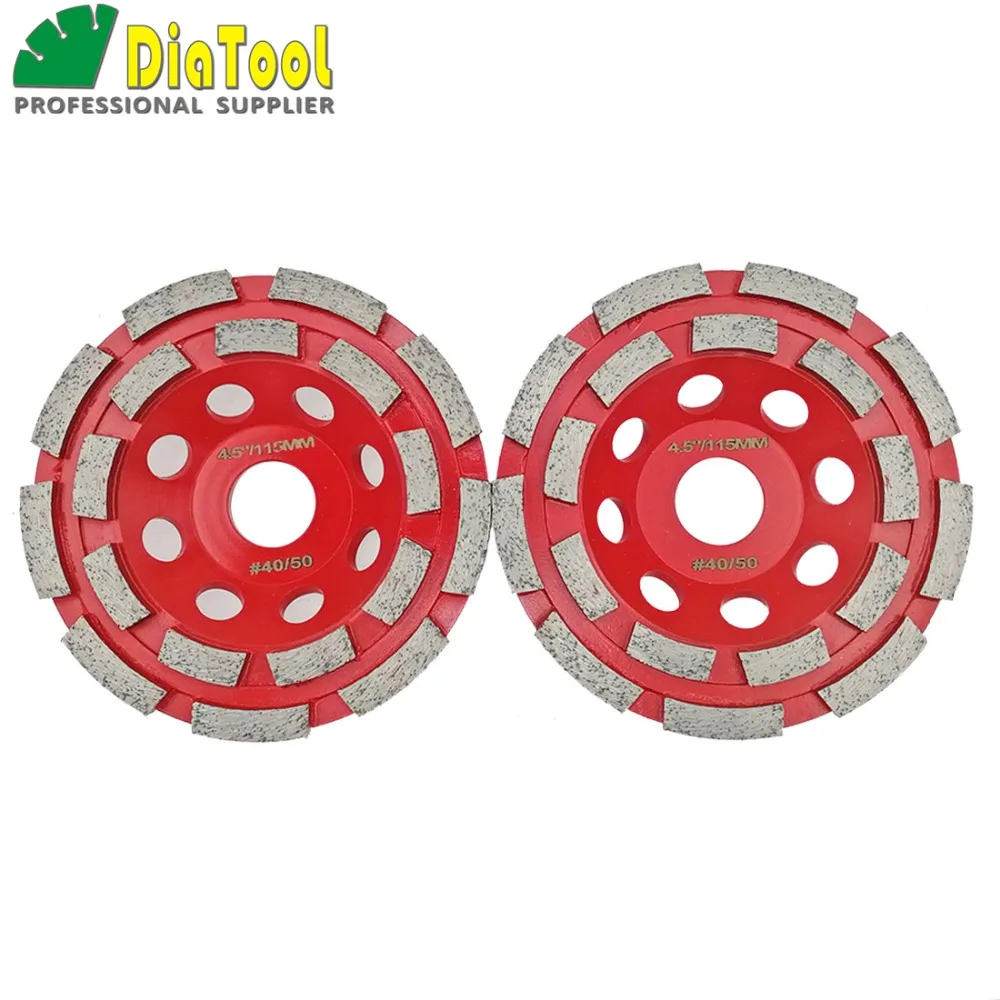 DIATOOL 2 pcs 4.5 "Diamante Doppia Ruota Tazza di Fila Per Calcestruzzo Materiale Abrasivo, 115 millimetri Mola, foro di 22.23 millimetri