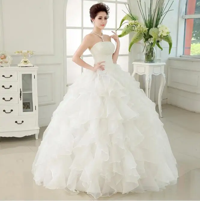 Vestido de noiva simple beading weddding dresses floor length bridal gown elegant Bridal dress strapless Wedding dresses robe de