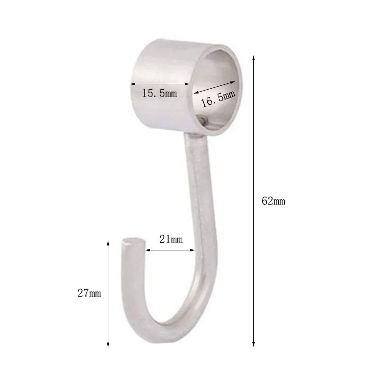 10Pcs Stainless Steel Wardrobe Bathroom Clothes Coat Towel Hook Hanger for 16mm/0.62 inch Dia Rod Tube