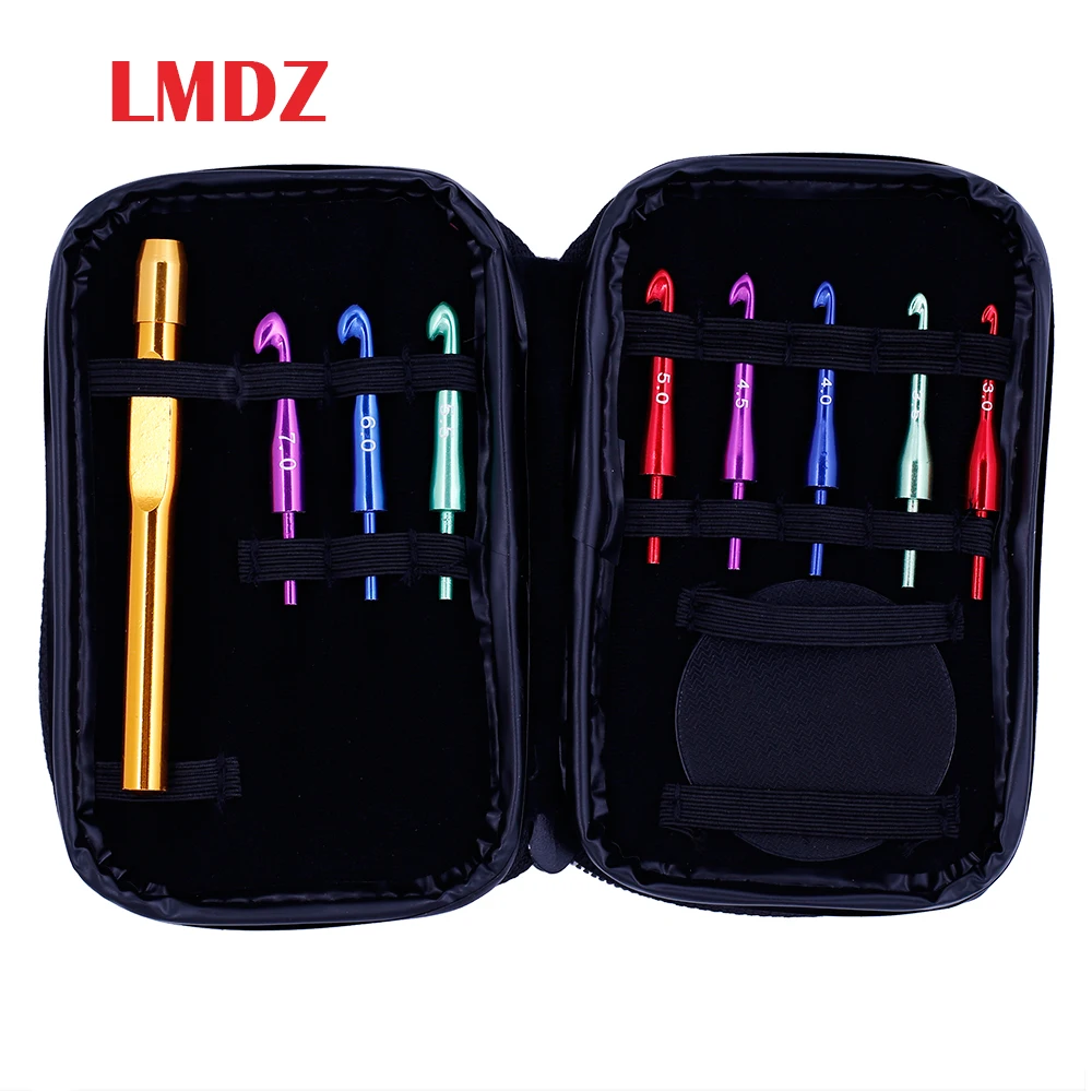 

LMDZ 8pcs Interchangeable Crochet Hook Head Knitting Weaving Needle Detachable Hook Needle Sweater Crochet Tool with Leather Bag