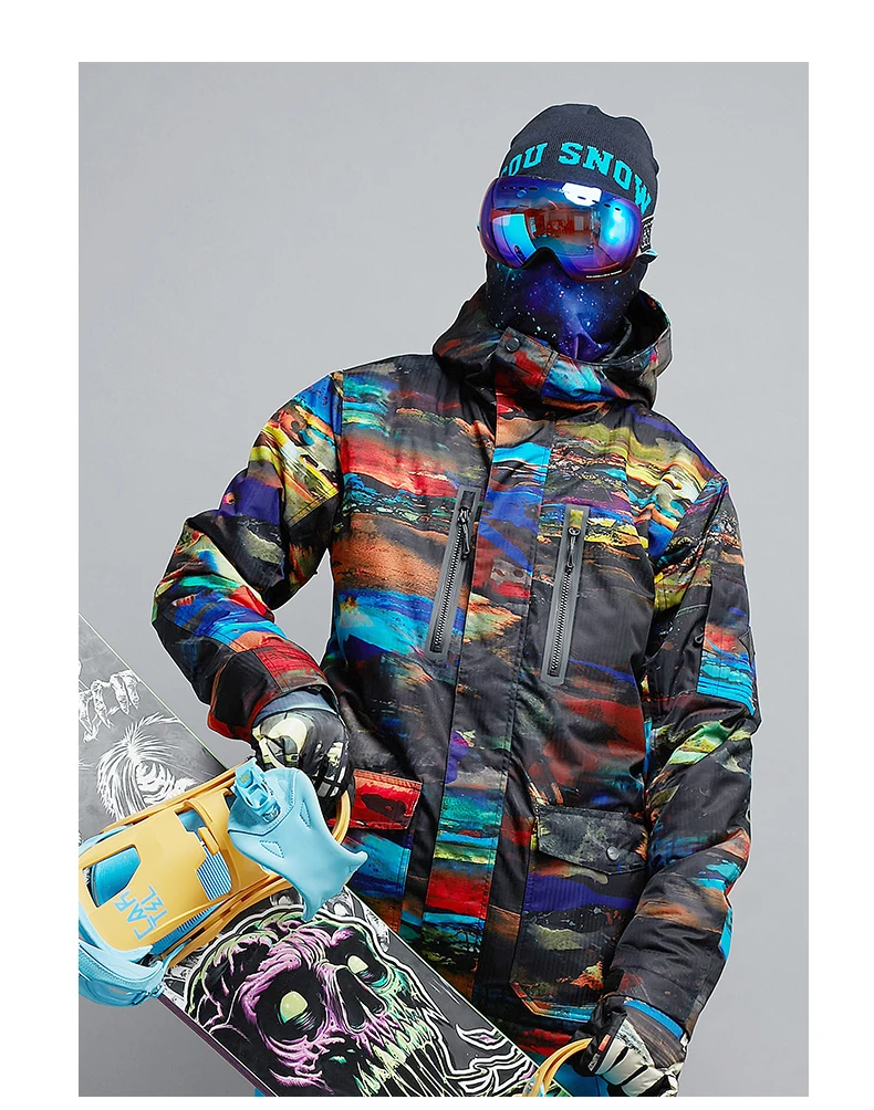 Putih untuk Pria Jaket Ski Clearance Sale Pria Berkuda Snowboarding Salju Mantel Skivvy Tahan Air 10K Tahan Angin Hangat