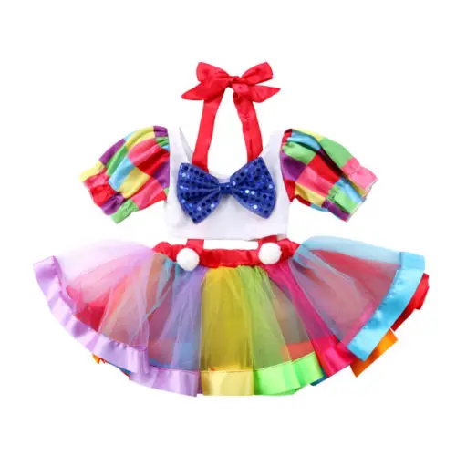 Baby Girl summer clothing set Toddler Kids Circus Party Dress Crop Tops Suspender Dress Outfits Girl Halloween Clothes