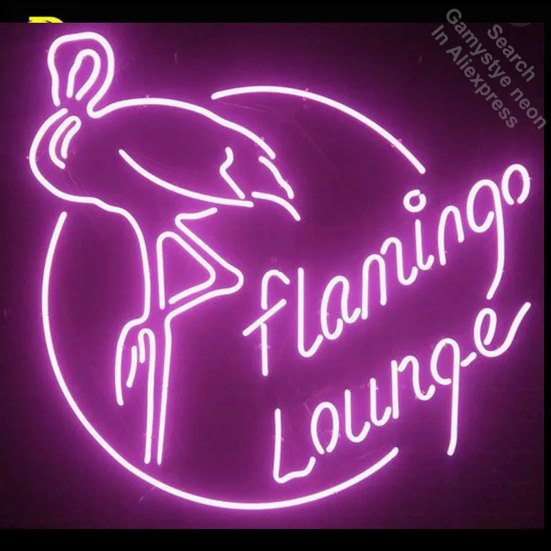 

Flamingo Lounge Neon Sign light Neon Bulb sign Signage Vintage neon sign Decor Glass Tube Handcrafted Beer bar pub light up Sign