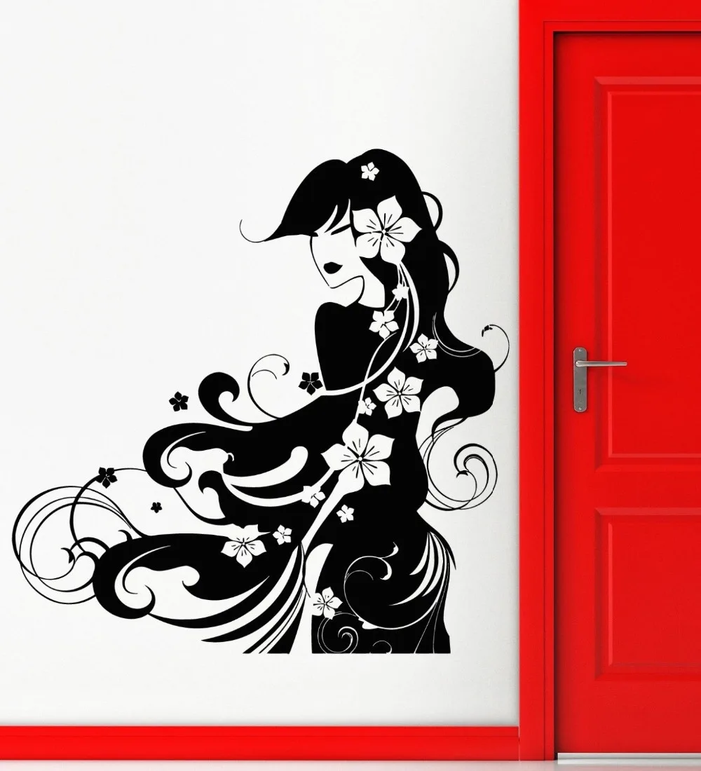 Wall Stickers Vinyl Decal Geisha Hot Sexy Oriental Girl Salon Home Decor Window Showcase Decals Removable Mural D303