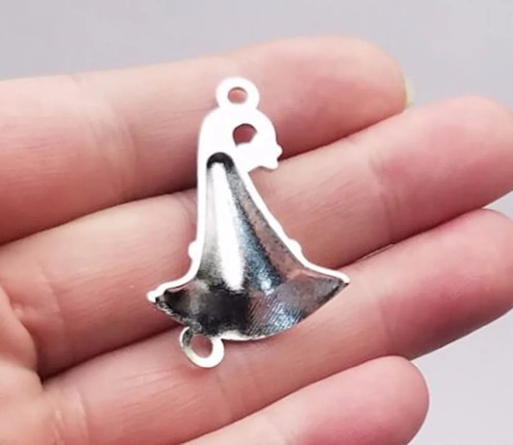 10pcs/lot--25x34mm Antique Silver Plated Witch Hat Connector Charms Halloween Pendants For DIY Supplies Jewelry Accessories