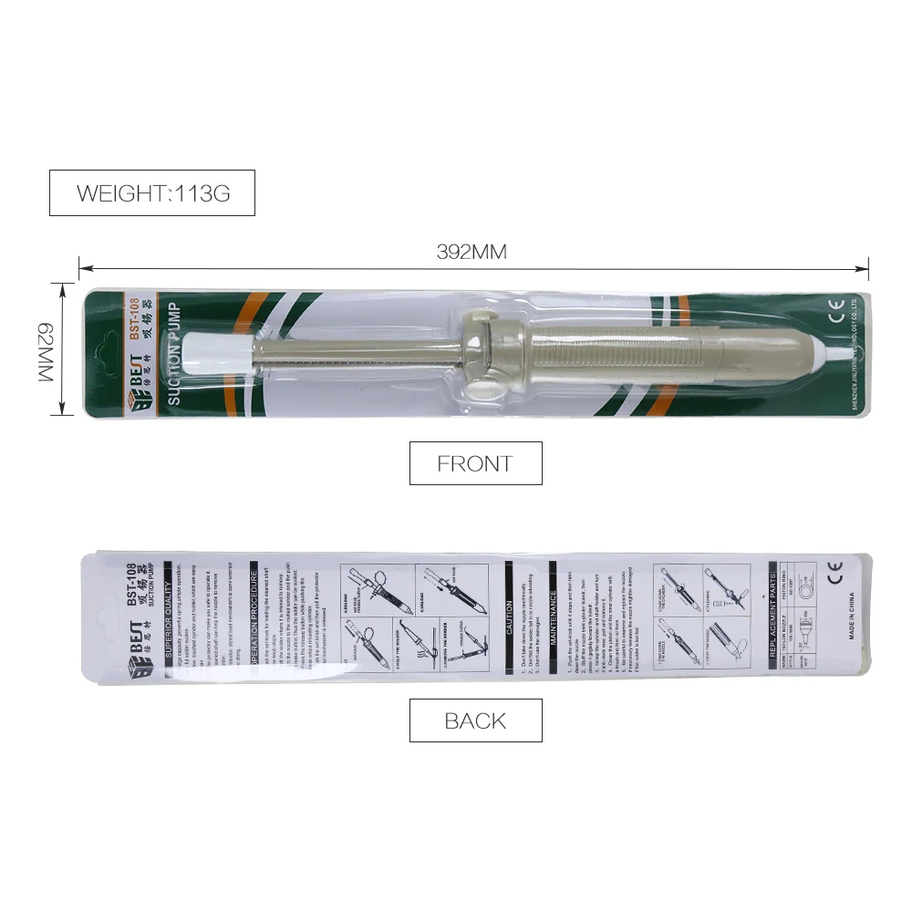 BST-108 Professional Removal Solder Tool Instruments Set Suction Tin Solder Suckers Gun Soldering Iron Pen Hand Tools Set