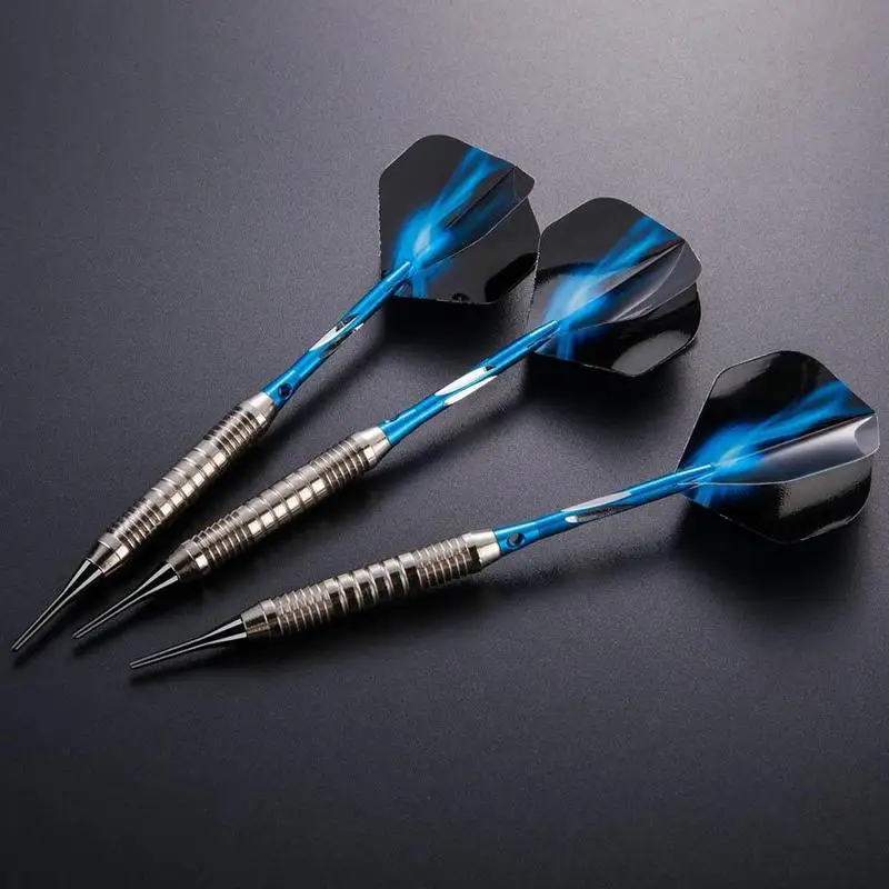 3pcs/set High Quality Blue Fire Pattern Professional 18 grams soft Tip Darts Iron Darts