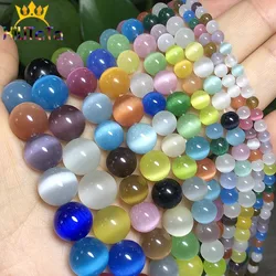 AAA Multicolor Cat Eye Beads High Quality Smooth Round Loose Beads For Jewelry Making Opal Stone Diy Charm Bracelets 4/6/8/10/12